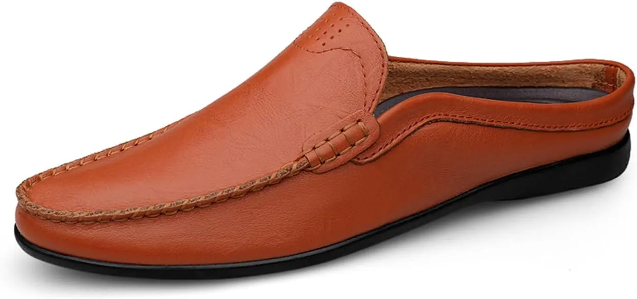 JOYVIP Mens Leater Mules Backless Slip on Walking Shoes Clog Slippers Casual Sandals