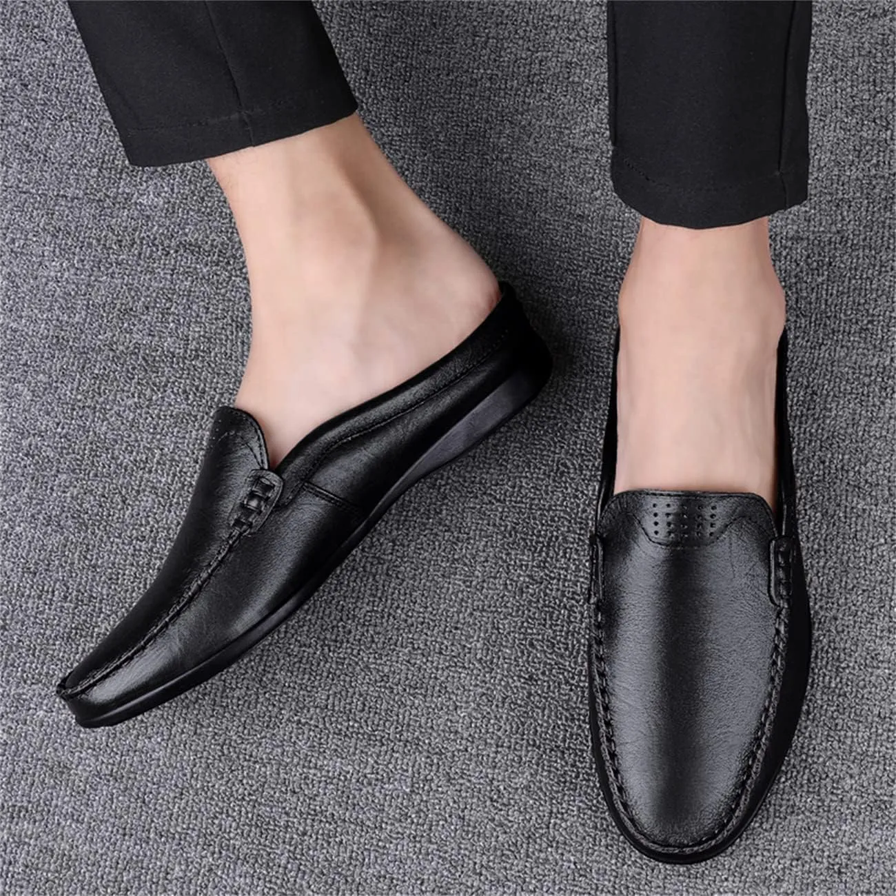 JOYVIP Mens Leater Mules Backless Slip on Walking Shoes Clog Slippers Casual Sandals