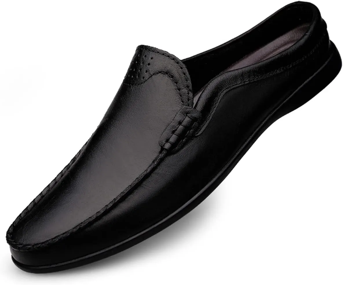 JOYVIP Mens Leater Mules Backless Slip on Walking Shoes Clog Slippers Casual Sandals