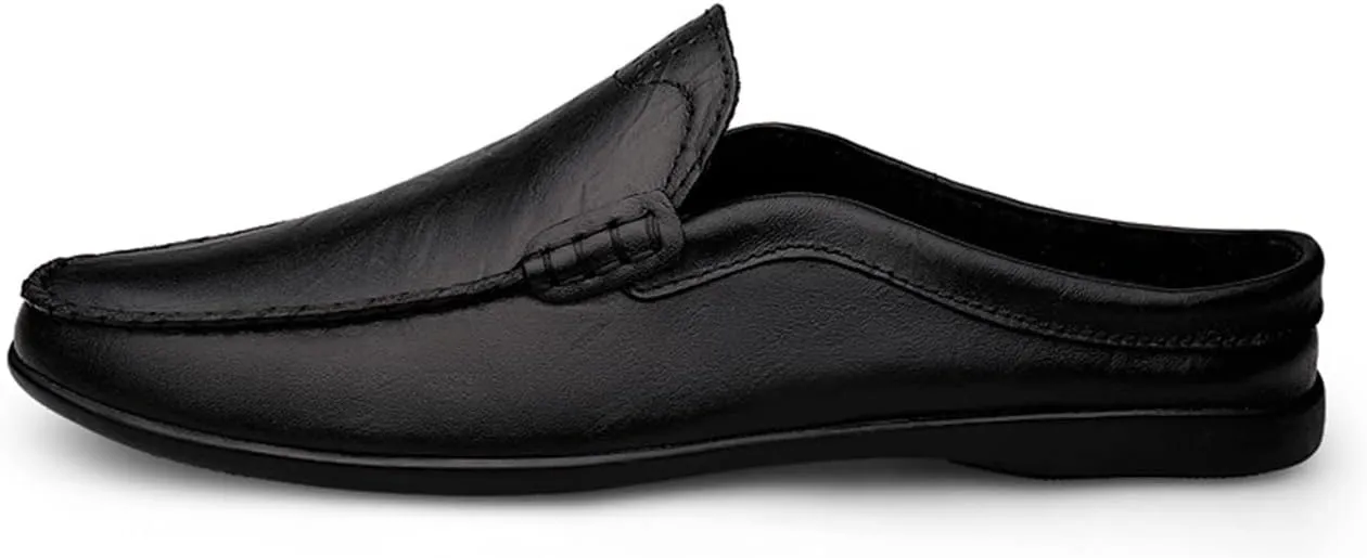 JOYVIP Mens Leater Mules Backless Slip on Walking Shoes Clog Slippers Casual Sandals