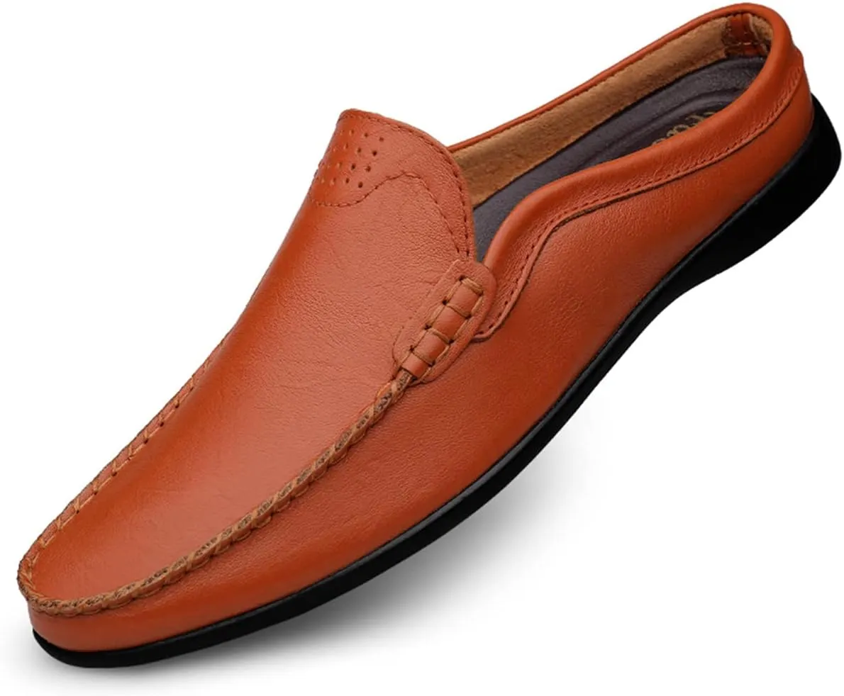 JOYVIP Mens Leater Mules Backless Slip on Walking Shoes Clog Slippers Casual Sandals