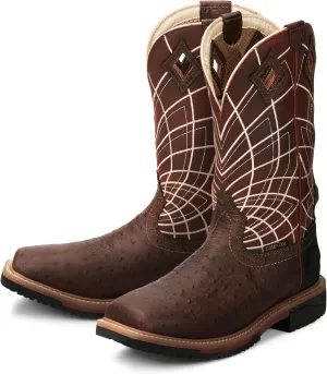 Justin Derrickman 12" Waterproof Work Boots for Men with Composite Safety Toe, Full-Grain Leather Upper, and Oil- and Slip-Resistant Rubber Outsole