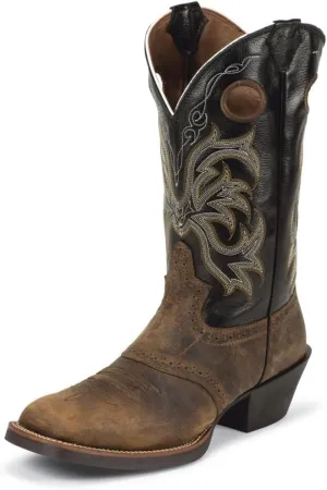 Justin Mens Stampede Punchy Sq Black Boots