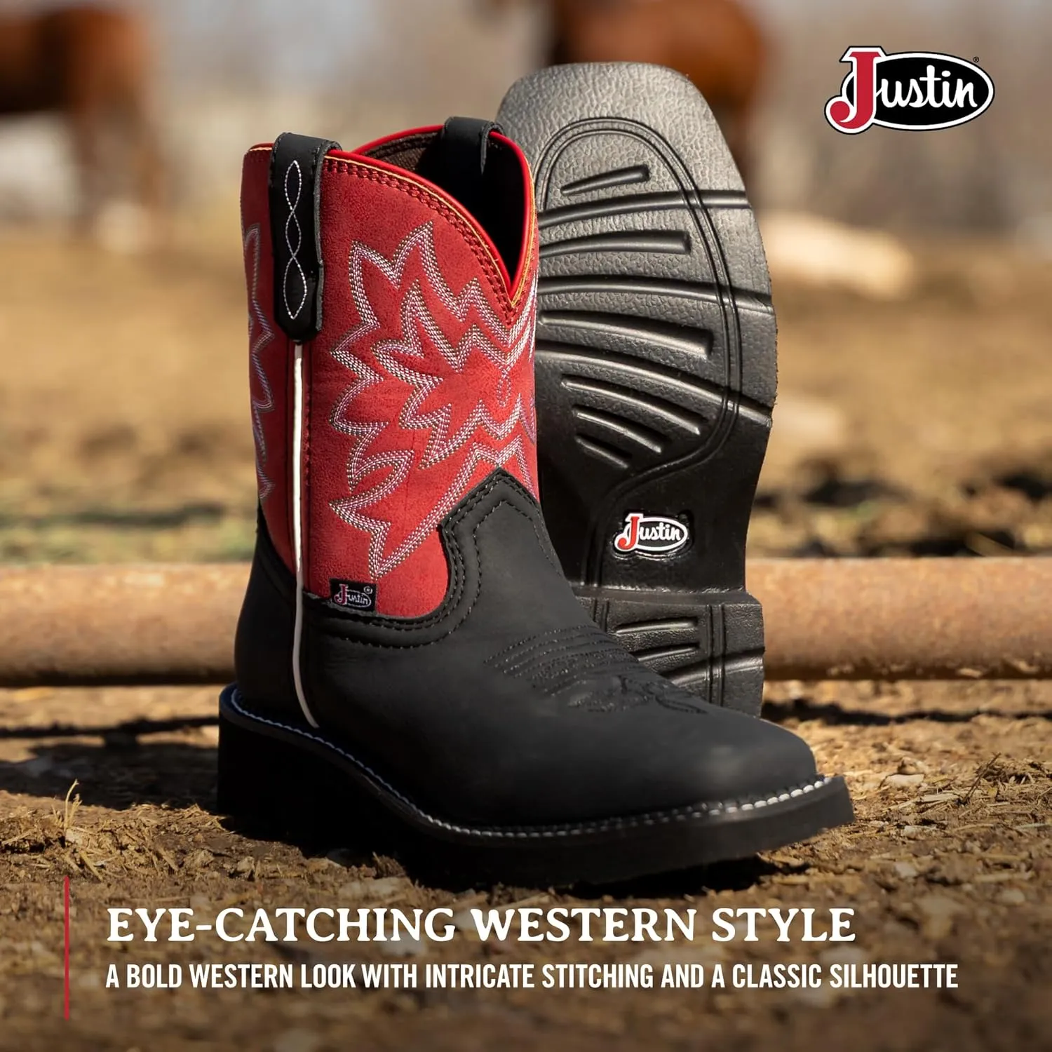 Justin Sunny 8” Cowboy Boots for Women - Gypsy Collection - Leather Women’s Cowgirl Boots with Comfort Cushion Footbed and Non Slip Rubber Outsole