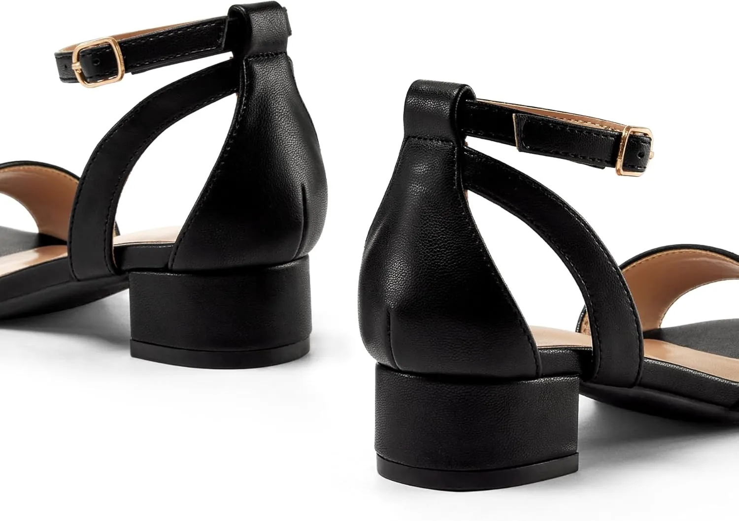 K KomForme Girls Sandals Low Chunky Heels Dress Pumps Ankle Strap Open Toe Flower Wedding Party Dress Shoes for Toddler/Little Kid/Big Kid
