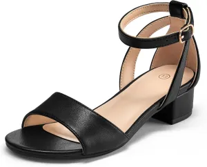 K KomForme Girls Sandals Low Chunky Heels Dress Pumps Ankle Strap Open Toe Flower Wedding Party Dress Shoes for Toddler/Little Kid/Big Kid