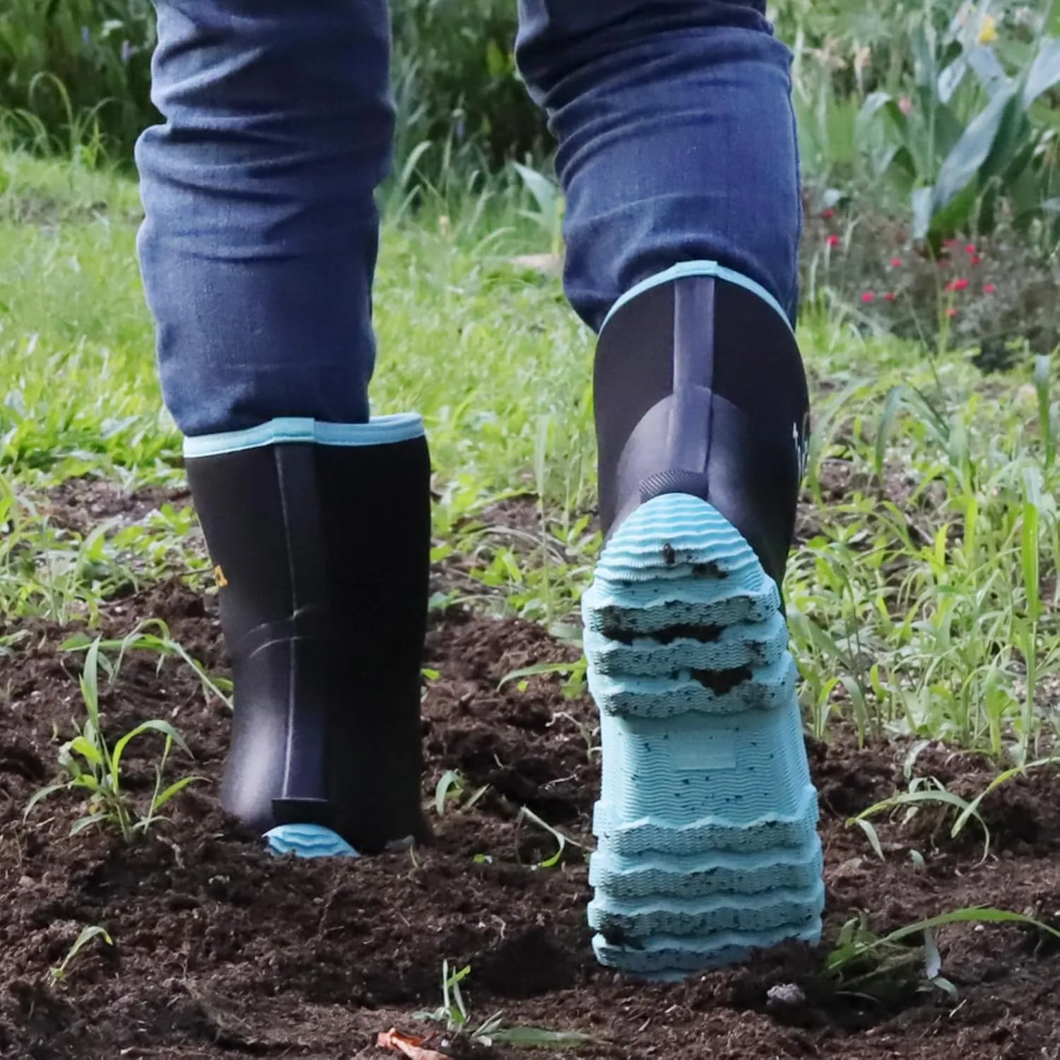 Kalkal Rubber Boots for Women, Waterproof Mid Calf Women Rain Boots with Steel Shank, 6mm Neoprene Insulated Rubber Garden Boots for Women Mud Working Farming Fishing