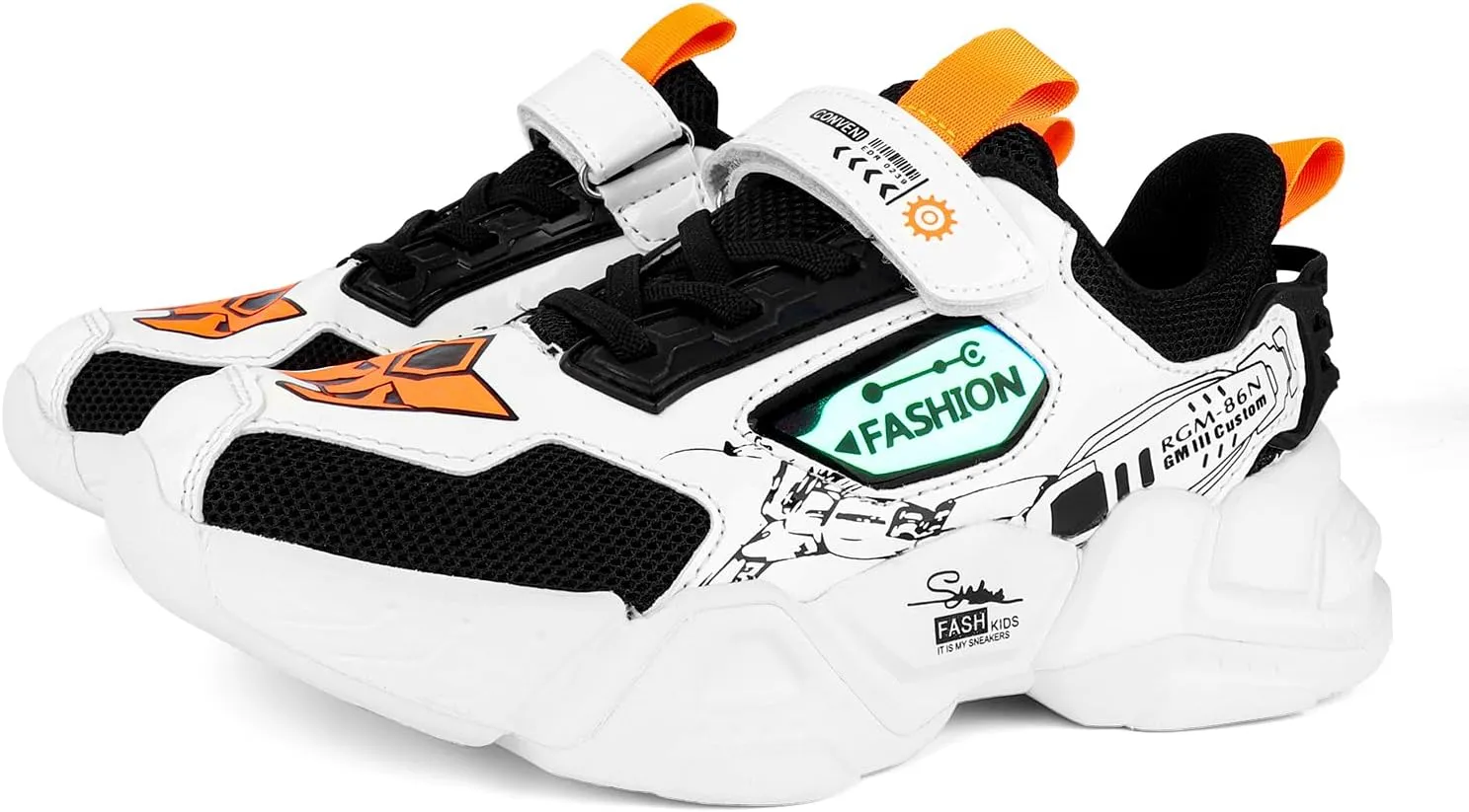 Kid Boys Girls Lightweight Breathable Sneakers Strap Athletic Tennis Shoes for Running Walking