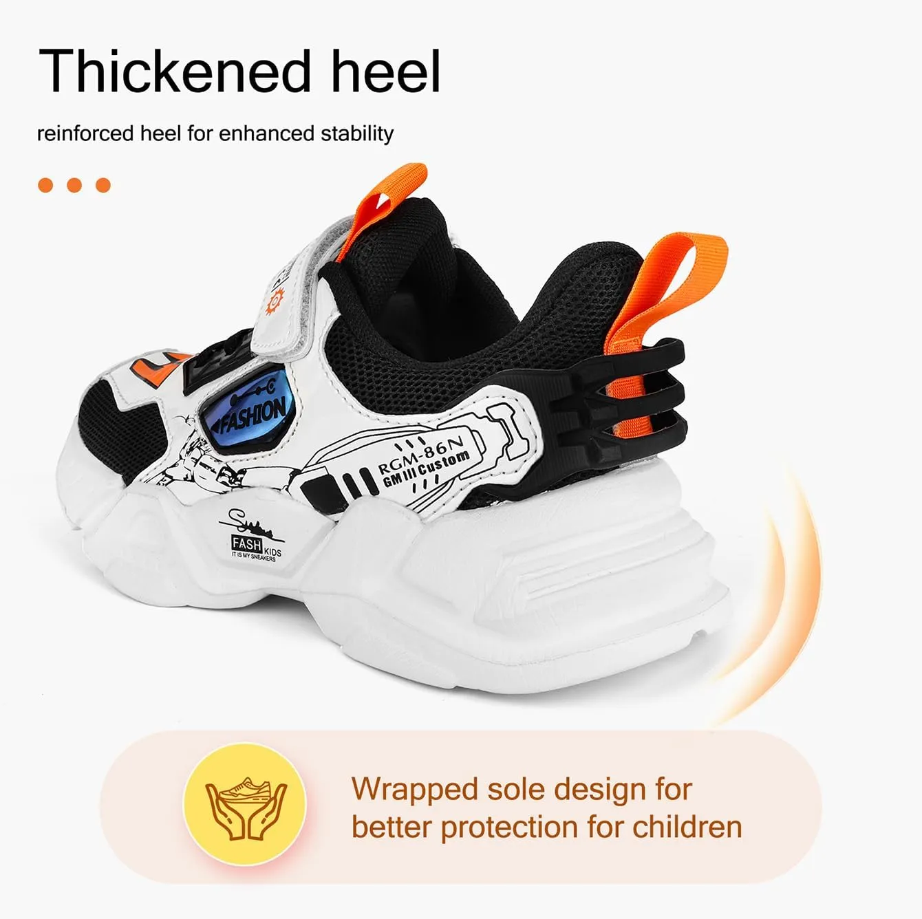 Kid Boys Girls Lightweight Breathable Sneakers Strap Athletic Tennis Shoes for Running Walking