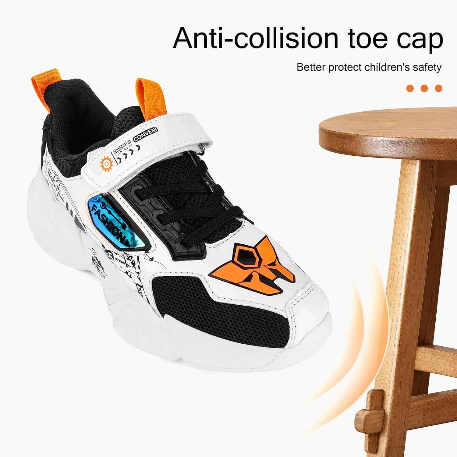 Kid Boys Girls Lightweight Breathable Sneakers Strap Athletic Tennis Shoes for Running Walking
