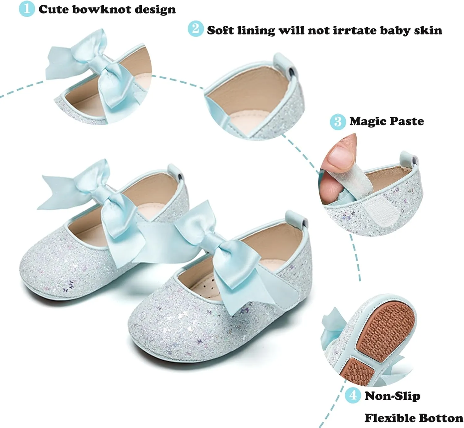 Kiderence Baby Girls Prewalker Mary Jane Flats Bowknot Princess Dress Shoes (Infant/Toddler)