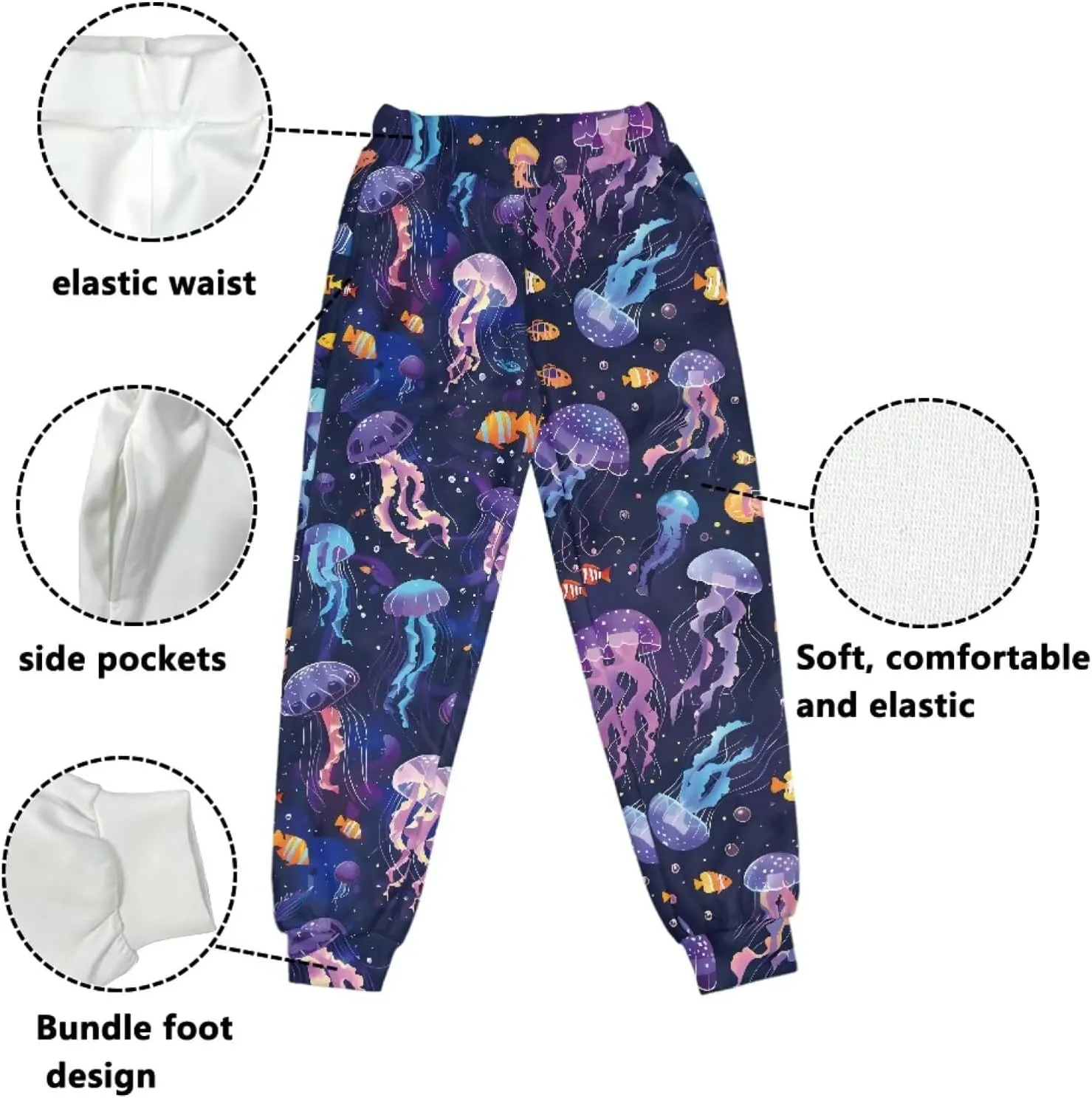 Kid's Active Athletic Pants Elastic Waist Jogger Sweatpants with Pockets