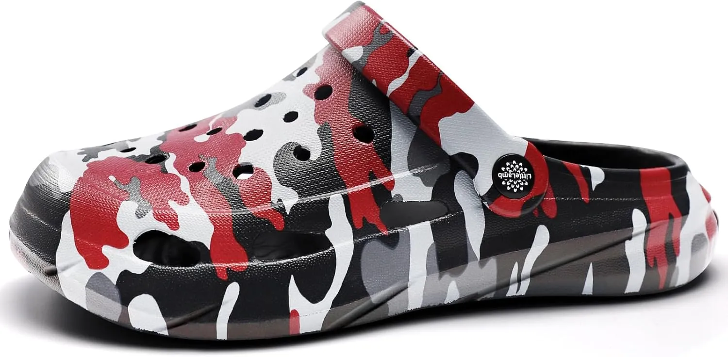 Kids Boys Girls Classic Camo Beach Clogs | Lightweight Water Sandals - Quick-Dry Non-Slip Light and Durable （Little Kid/Big Kid）
