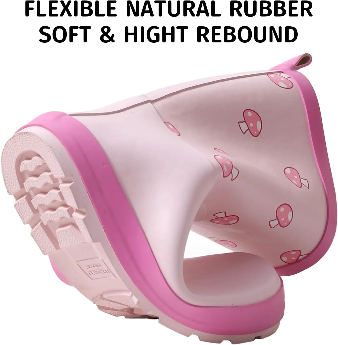 Kids Natural Rubber Rainboots Lightweight Toddler Stylish Waterproof Rain Shoes For Boys and Girls