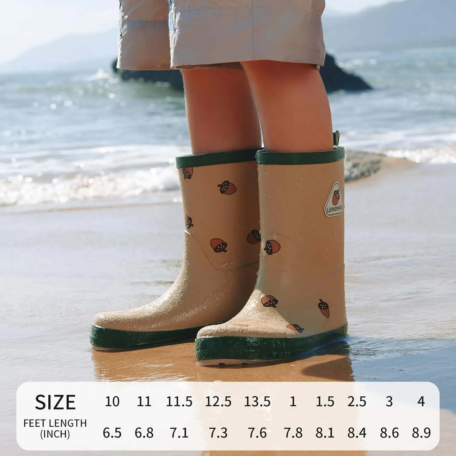 Kids Natural Rubber Rainboots Lightweight Toddler Stylish Waterproof Rain Shoes For Boys and Girls