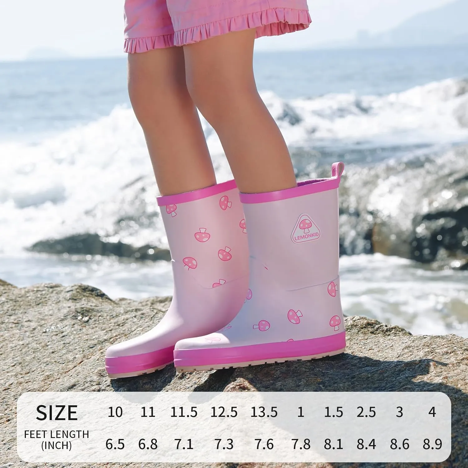 Kids Natural Rubber Rainboots Lightweight Toddler Stylish Waterproof Rain Shoes For Boys and Girls