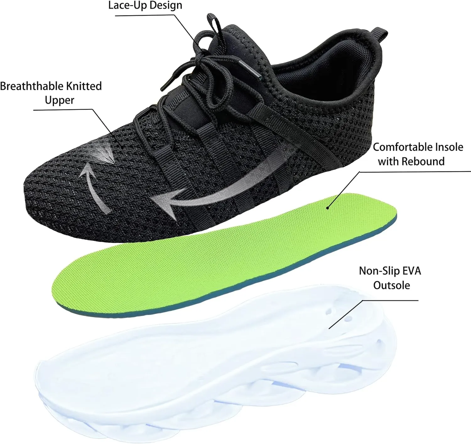 Kids Outdoor Running Shoes, Boys Non-Slip Mesh Lightweight Walking Sneakers, Girls Athletic Sports Tennis Shoes