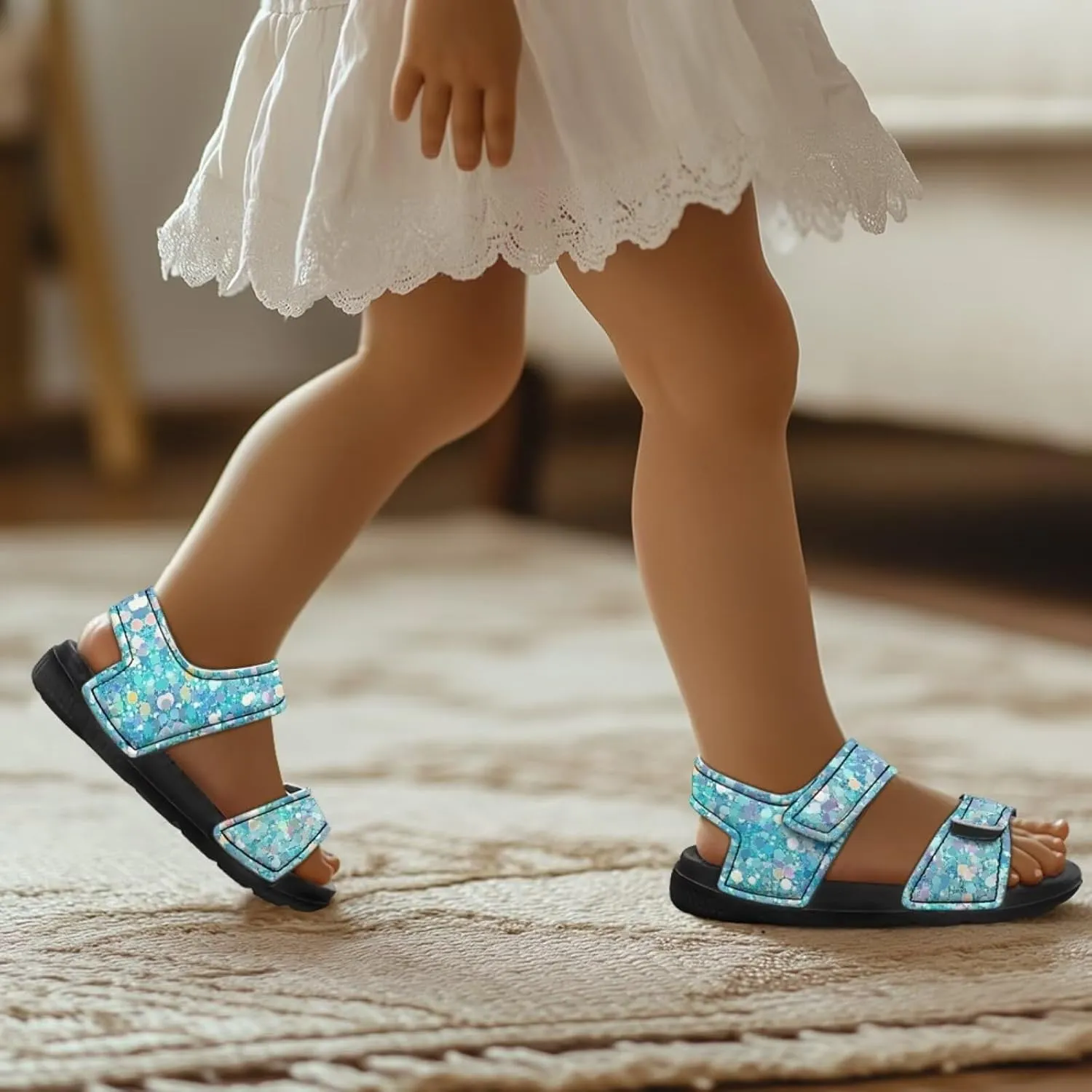 Kids Sandals Summer Shoes Girls Slide Sandals Slip On Toddler Shoes Double Buckle Strap Open Toe EVA Slippers