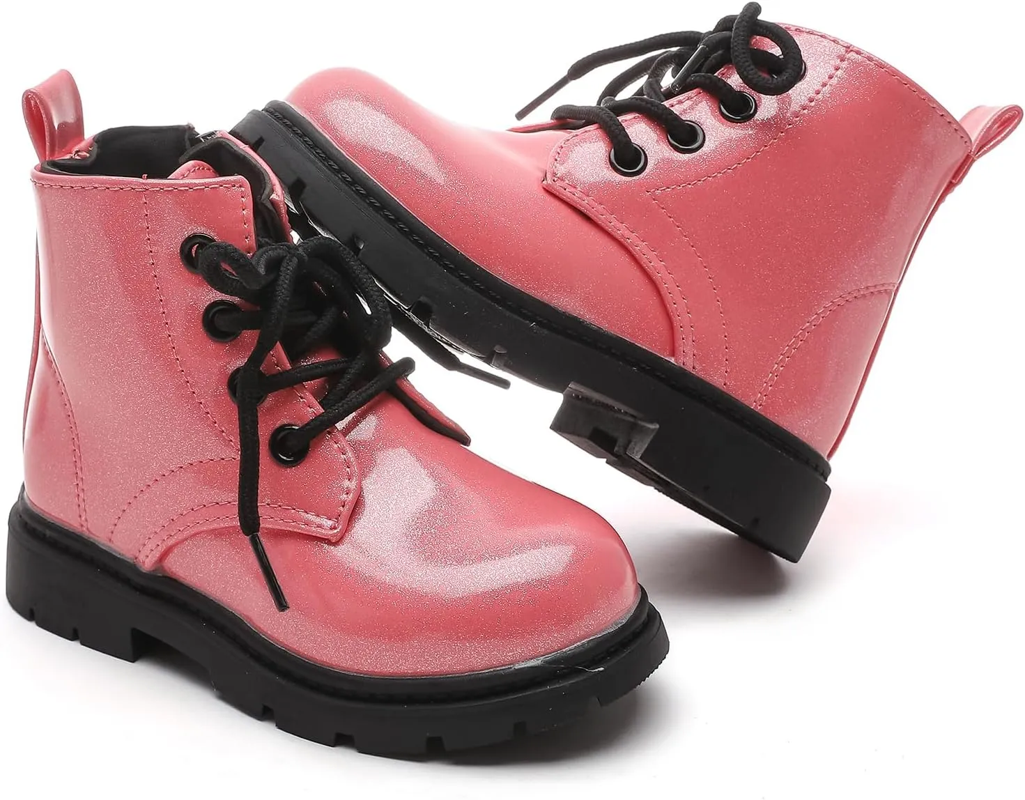 Komfyea Cute Children Boots Floral Print Girl Lace Up Boots （Toddler/Little Kids