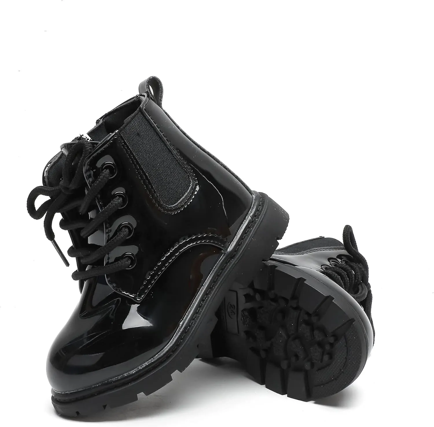 Komfyea Toddler Kids Boots Side Zipper Combat Short Ankle Boots for Boy's Girl's