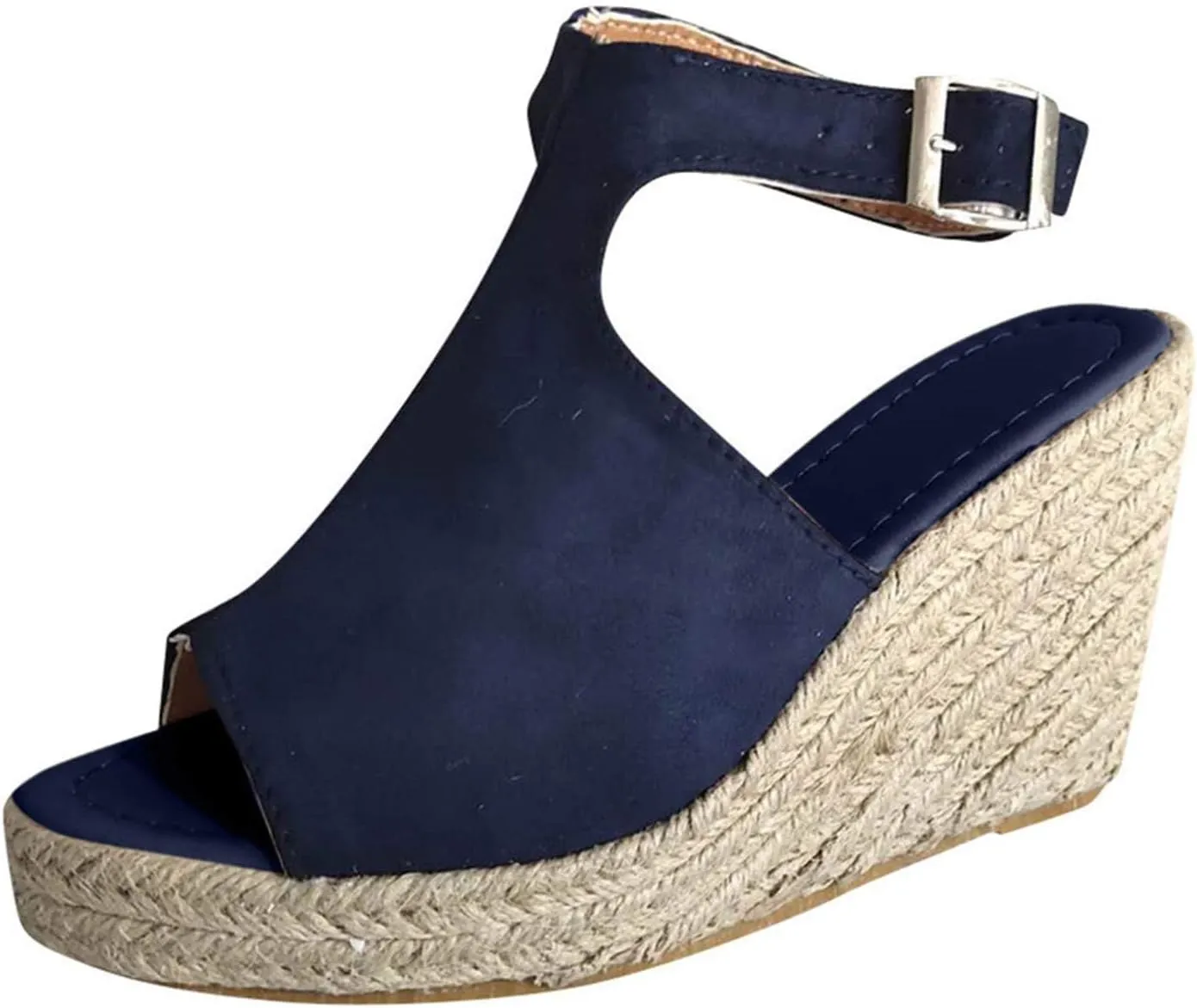 Kubbon Espadrilles Wedges for Women Casual Ankle Strap Sandals High Heels Open Toe Platform Sandles Summer Dressy Shoes Beach Vacation Slides