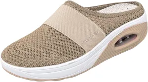 Kubbon Women Mules Shoes Slip On Orthopedic Diabetic Walking Shoes Breathable Wedge Platform Slippers with Arch Support Close Toe Mesh Slides Sneakers