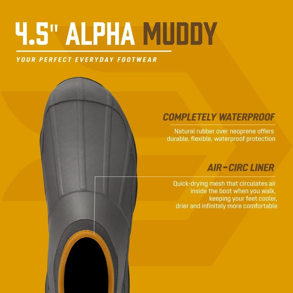 LaCrosse Alpha Muddy 4.5" Rubber Boots for Men Featuring Waterproof Rubber, Pull-On Design, and Eva Footbed