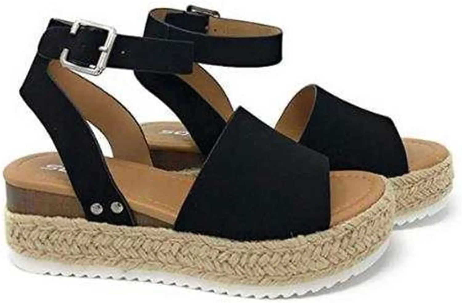 Ladmiple Wedge Sandals for Women Dressy Fashion Slip-On Sandal Summer Casual Beach Shoes Open Toe Espadrilles Platform