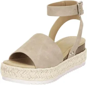 Ladmiple Wedge Sandals for Women Dressy Fashion Slip-On Sandal Summer Casual Beach Shoes Open Toe Espadrilles Platform