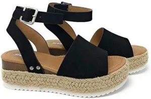 Ladmiple Wedge Sandals for Women Dressy Fashion Slip-On Sandal Summer Casual Beach Shoes Open Toe Espadrilles Platform