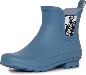 Laura Ashley Ladies Mid Cut Ankle Height Rubber Rain Boots, Lightweight Waterproof Booties for Women