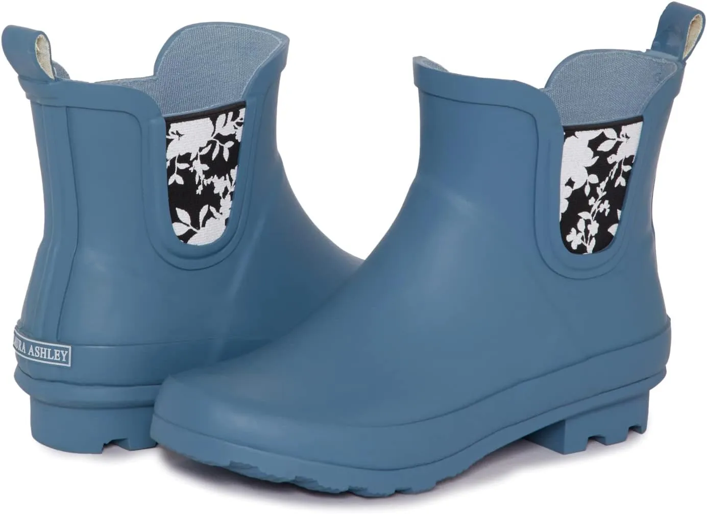 Laura Ashley Ladies Mid Cut Ankle Height Rubber Rain Boots, Lightweight Waterproof Booties for Women