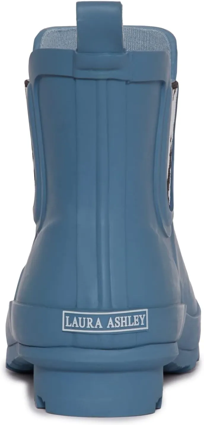 Laura Ashley Ladies Mid Cut Ankle Height Rubber Rain Boots, Lightweight Waterproof Booties for Women