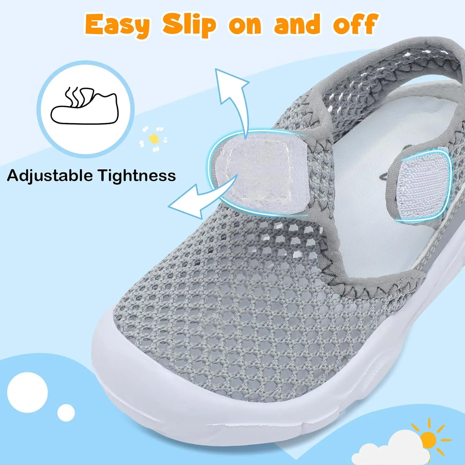 LeIsfIt Toddler Sandals Boys Girls Wide Sandals Kids Water Sandal Shoes Lightweight Barefoot Summer Shoes for Beach Swim
