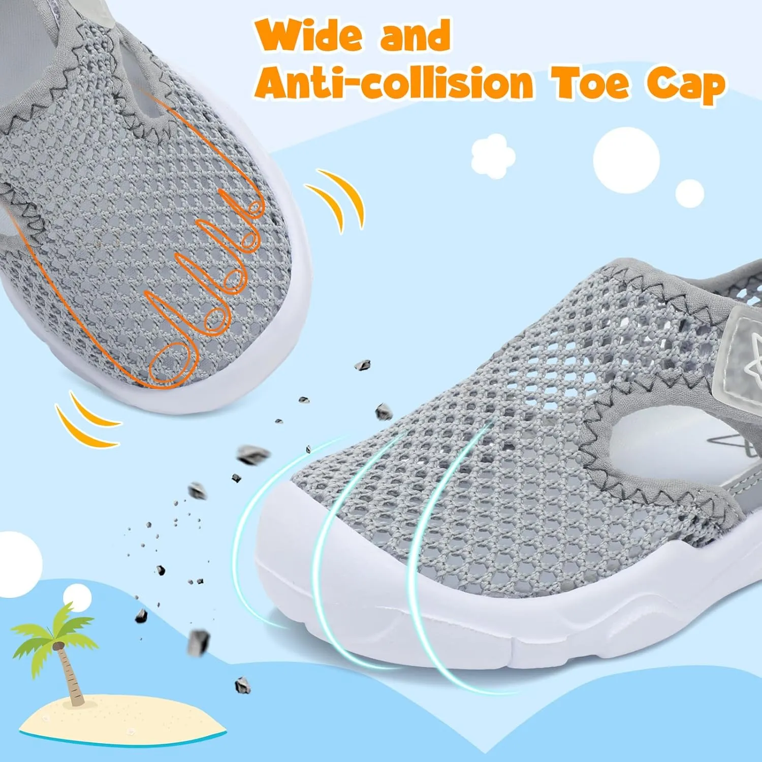 LeIsfIt Toddler Sandals Boys Girls Wide Sandals Kids Water Sandal Shoes Lightweight Barefoot Summer Shoes for Beach Swim