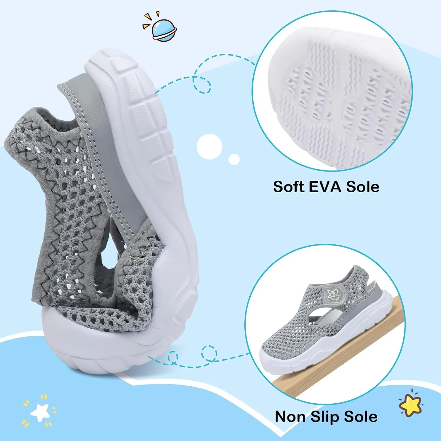 LeIsfIt Toddler Sandals Boys Girls Wide Sandals Kids Water Sandal Shoes Lightweight Barefoot Summer Shoes for Beach Swim