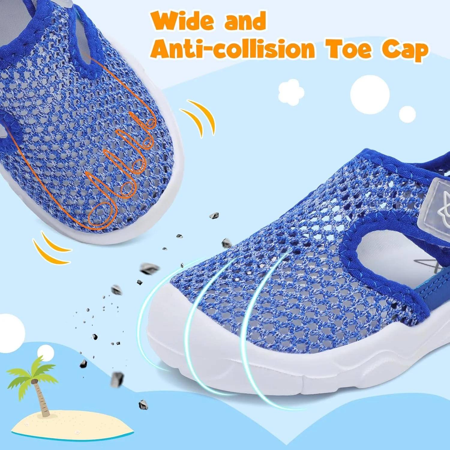 LeIsfIt Toddler Sandals Boys Girls Wide Sandals Kids Water Sandals Barefoot Water Shoes for Beach Swim Lightweight Closed Toe Summer Sandals