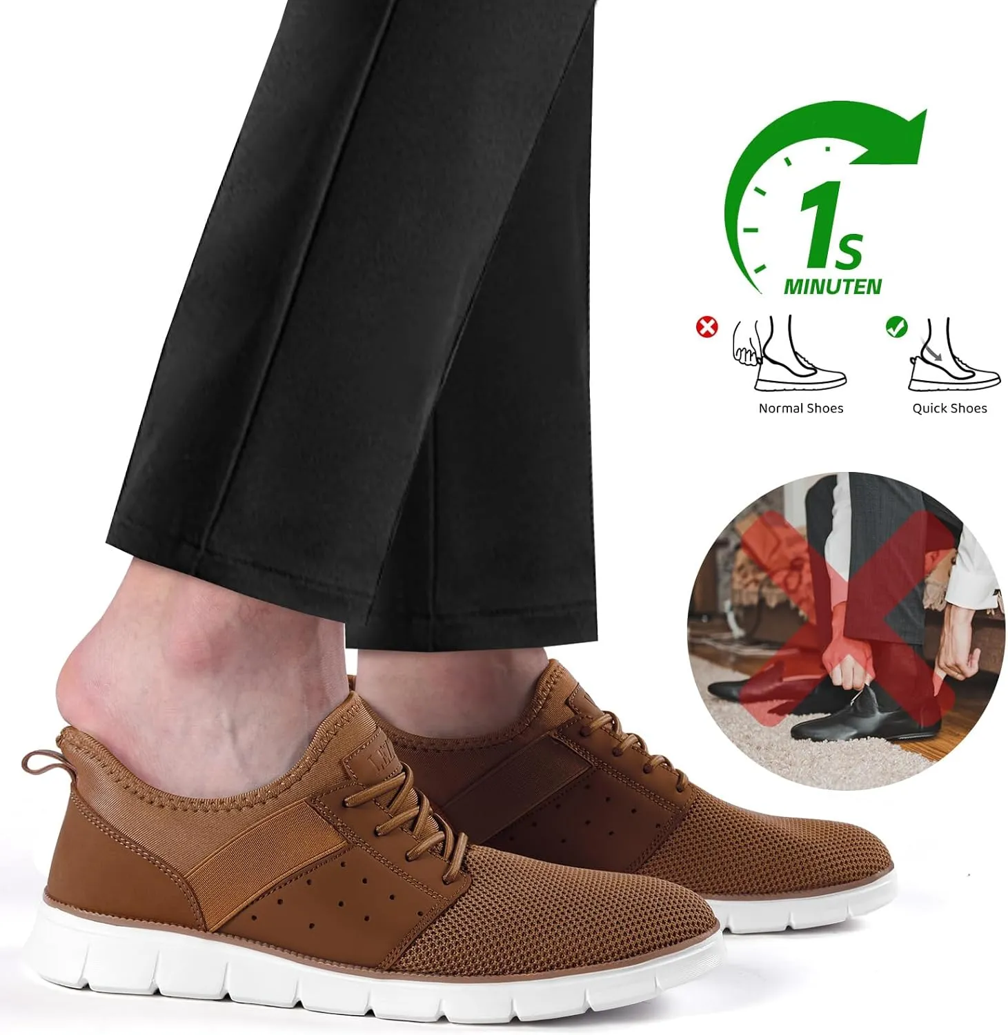 LEZTA Men‘s Casual Shoes Fashion Sneakers Quickly Put on Men's Dress Shoes Lightweight Breathable Mesh Oxfords Walking Shoes