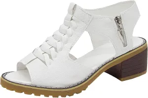 Libiyi Shoes for Women Libiyi Women's Comfy Orthotic Sandals Libiyi Peep Toe Cutout Zipper Chunky Heeled Sandals
