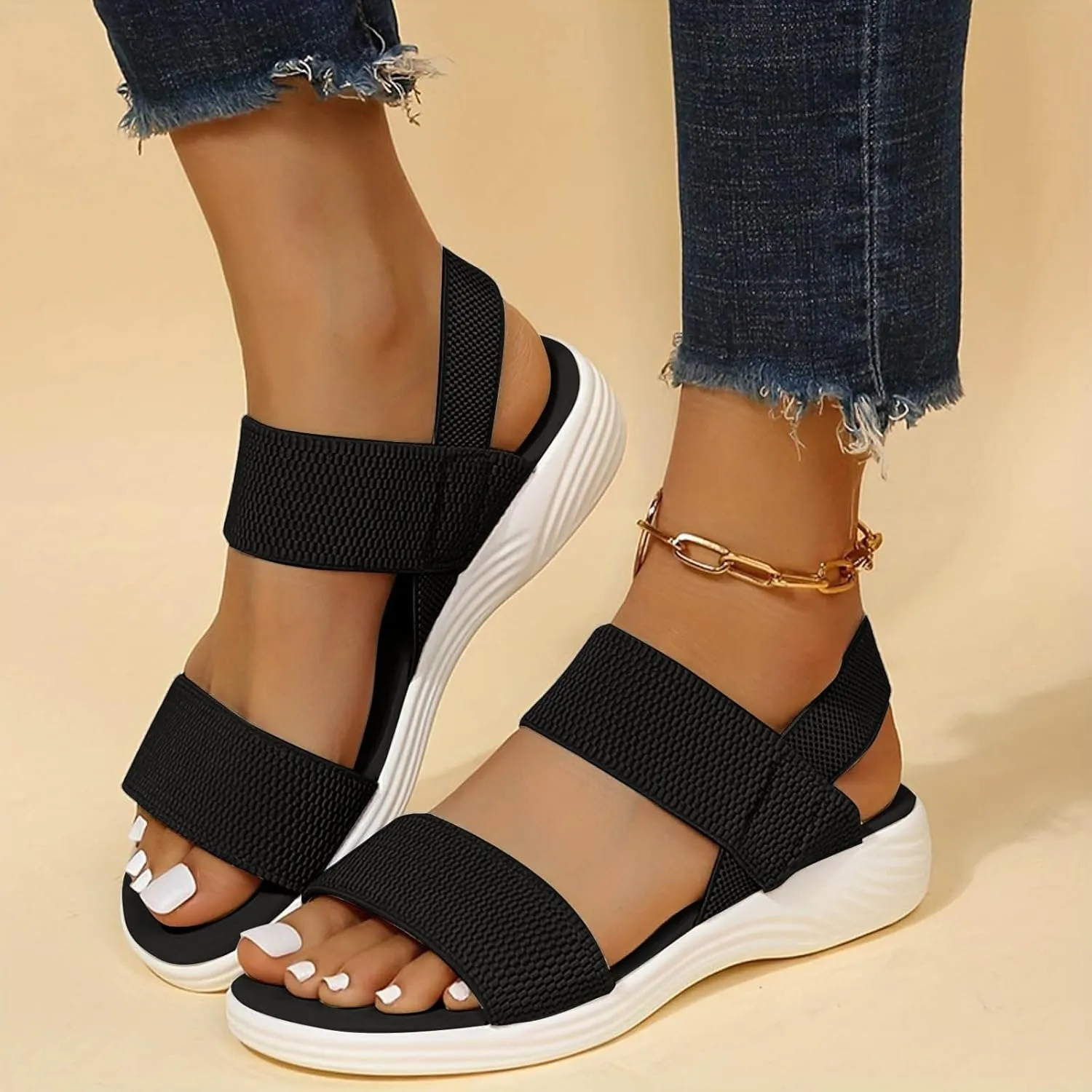 Light Weight Hiking Sandals for Women, Comfortable Athletic Quick-Drying Walking Water Sandals with Ankle Straps and Soft Insole for Beach Vacation Adventure