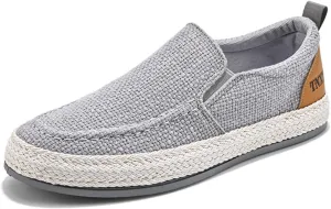 Linen Espadrilles for Men,Straw Casual Canvas Slip On Loafers,Solid Color Comfortable Breathable Espadrilles.
