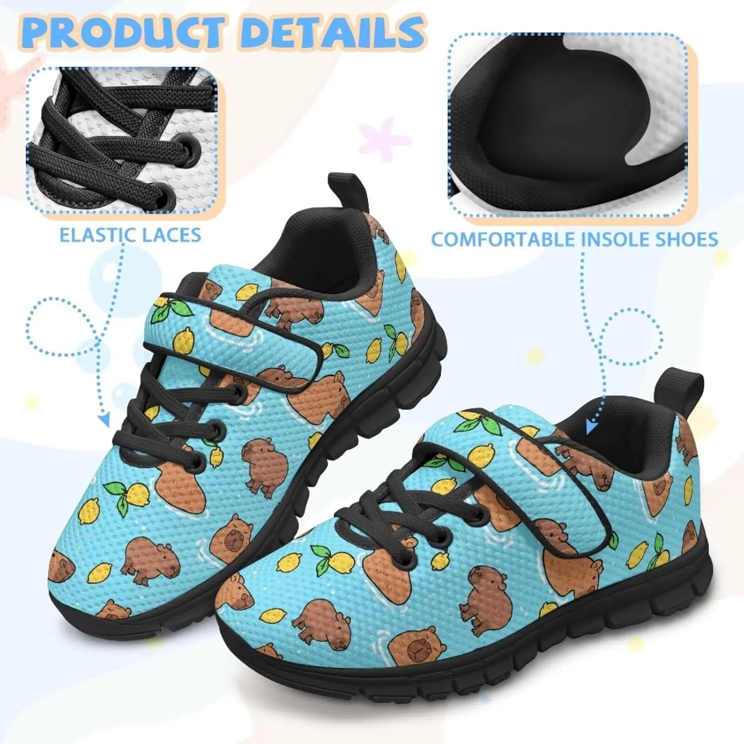 Little Kids Athletic Shoes for Boys Girls Sport Athletic Gym Walking Strap Sneakers Fitness Shoe