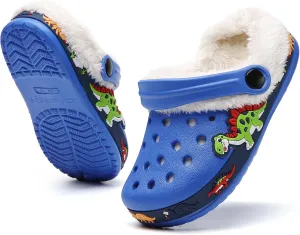 Little Kids Lined Clogs Boys Garden Slippers Kids Plush Warm Slippers Girls Fuzzy Plush Lined Home Bedroom Slippers