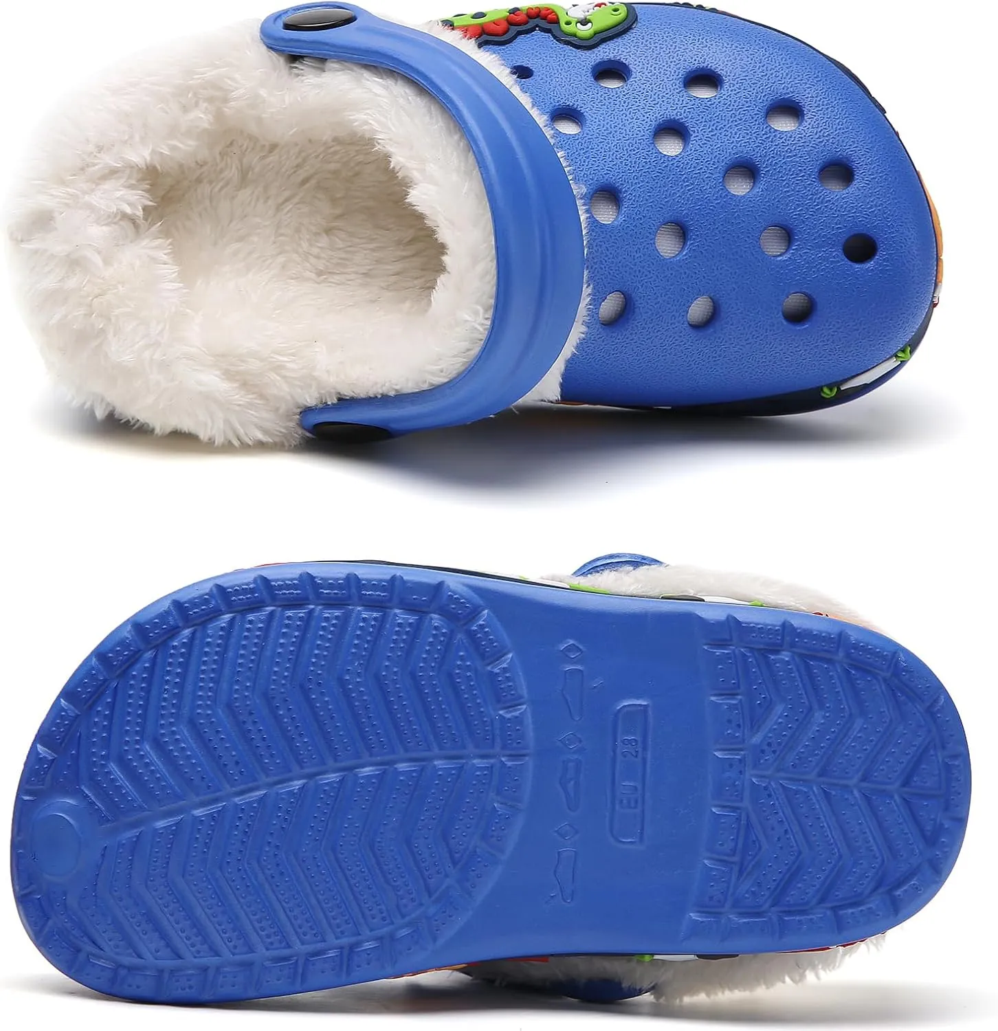 Little Kids Lined Clogs Boys Garden Slippers Kids Plush Warm Slippers Girls Fuzzy Plush Lined Home Bedroom Slippers