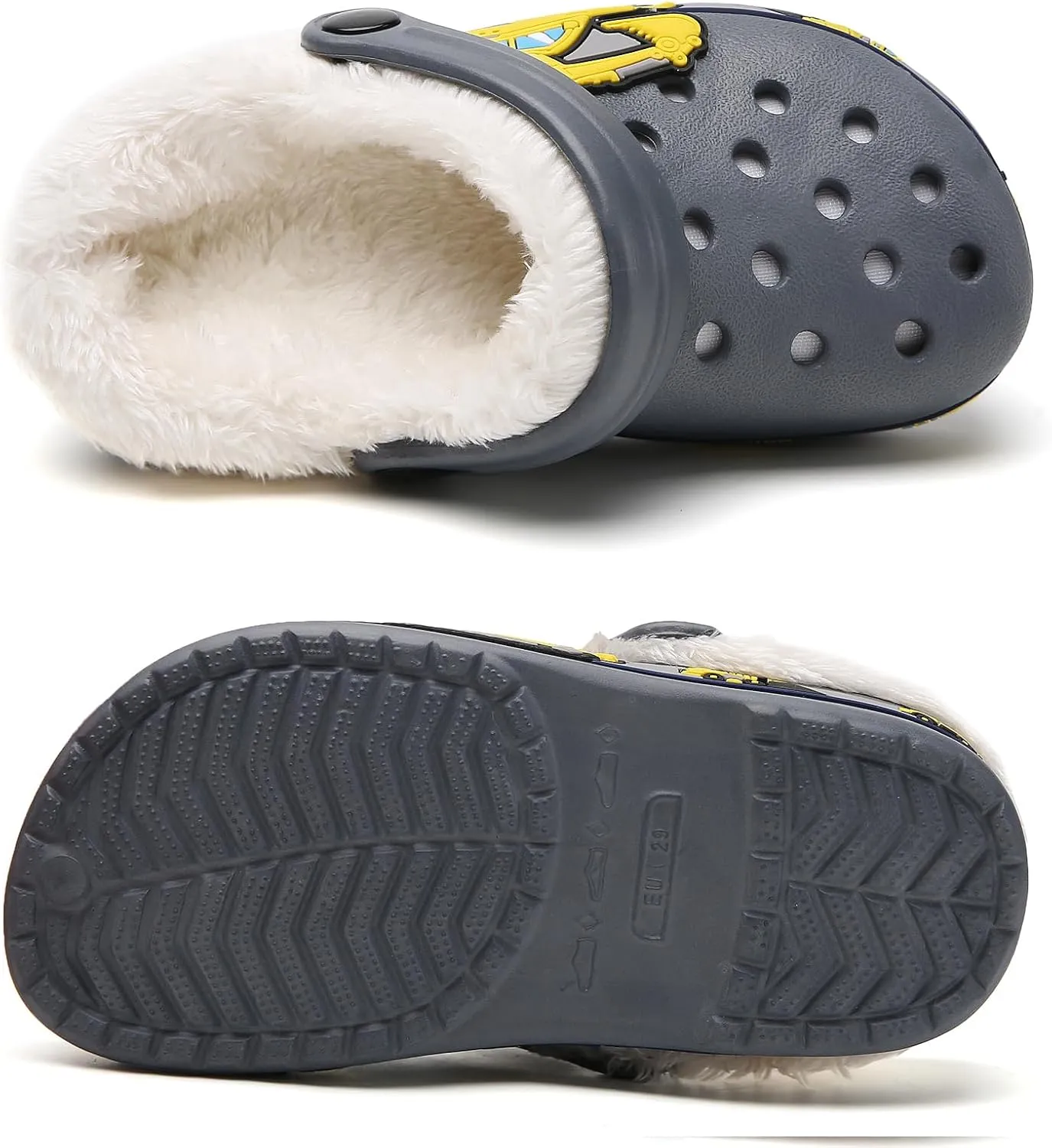 Little Kids Lined Clogs Boys Garden Slippers Kids Plush Warm Slippers Girls Fuzzy Plush Lined Home Bedroom Slippers