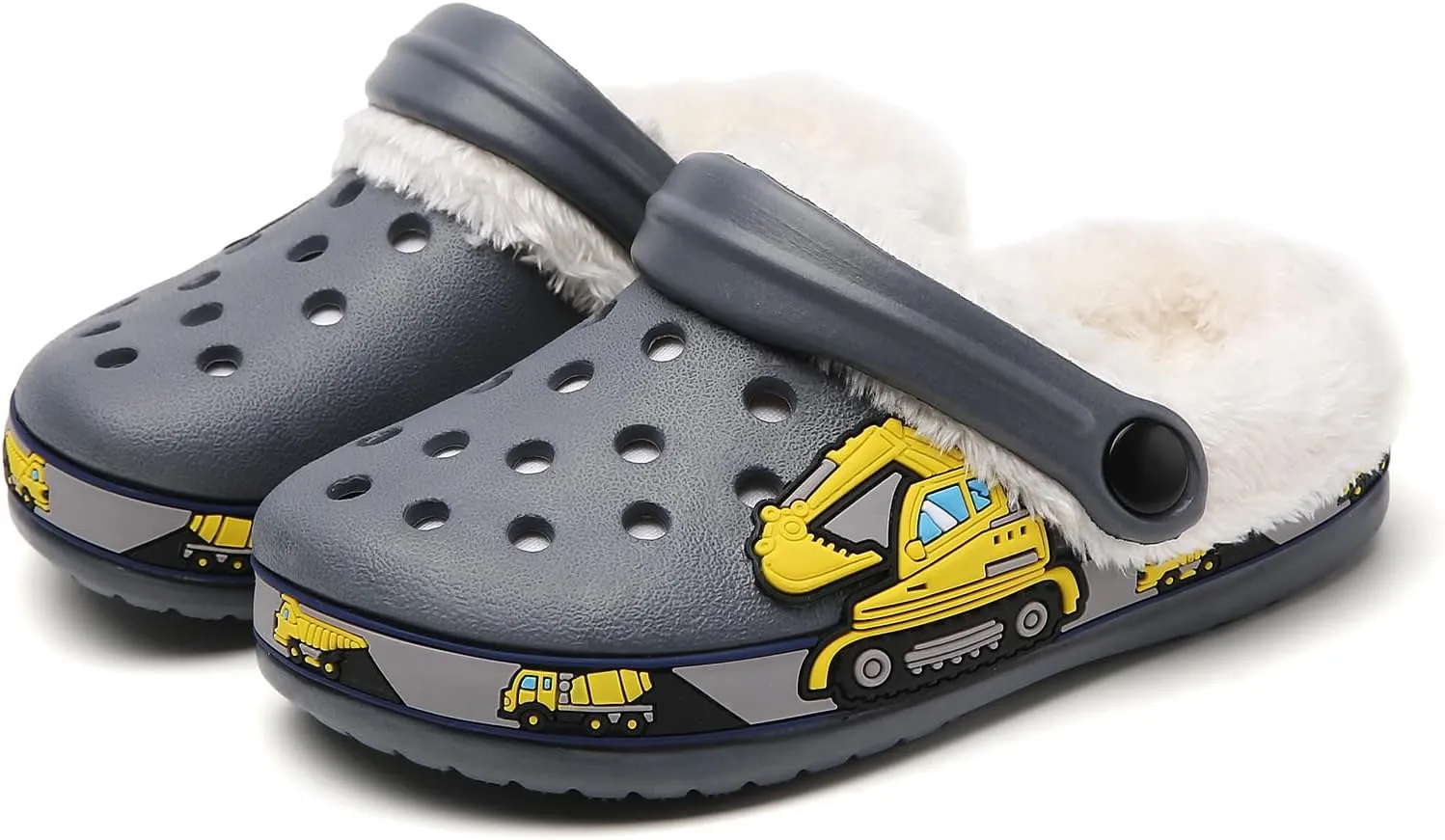 Little Kids Lined Clogs Boys Garden Slippers Kids Plush Warm Slippers Girls Fuzzy Plush Lined Home Bedroom Slippers