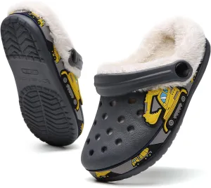 Little Kids Lined Clogs Boys Garden Slippers Kids Plush Warm Slippers Girls Fuzzy Plush Lined Home Bedroom Slippers