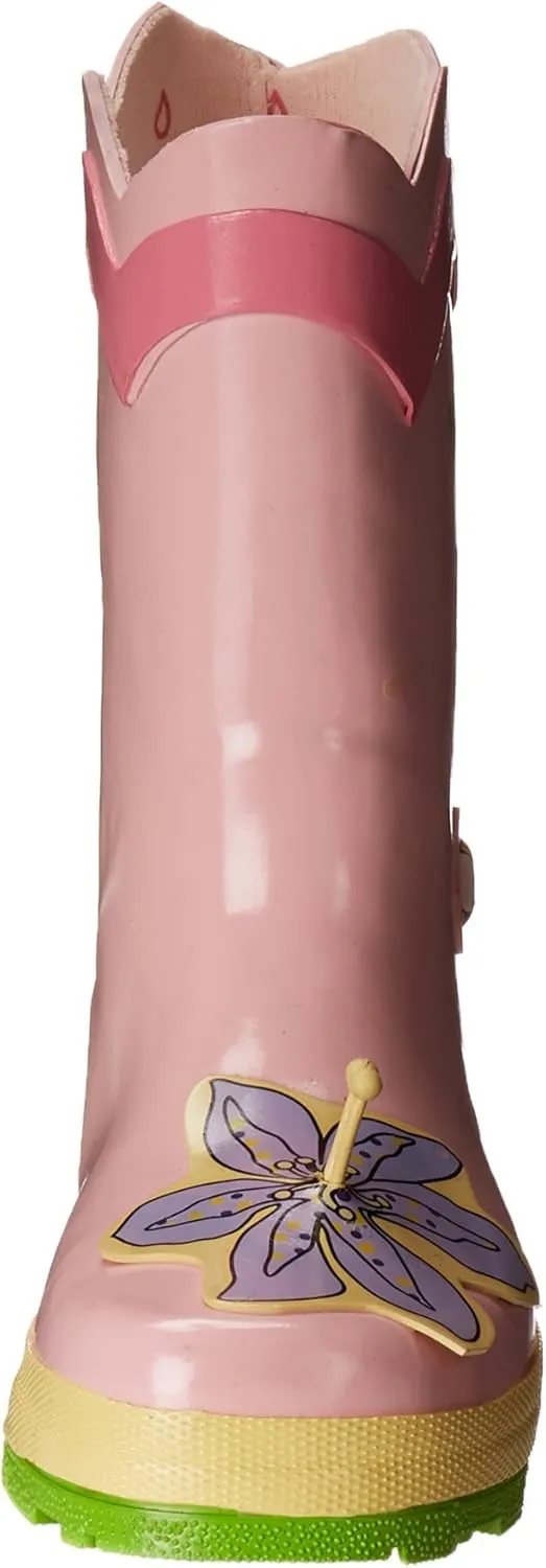 Lotus Flower Yellow and Pink Natural Rubber Rain Boot