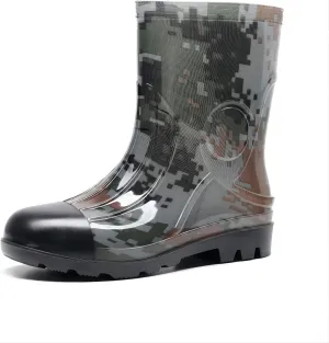 Man Knee High Rubber Rainboots Camo Waterproof Rubber Boots for Garden Man Rain Footwear Size