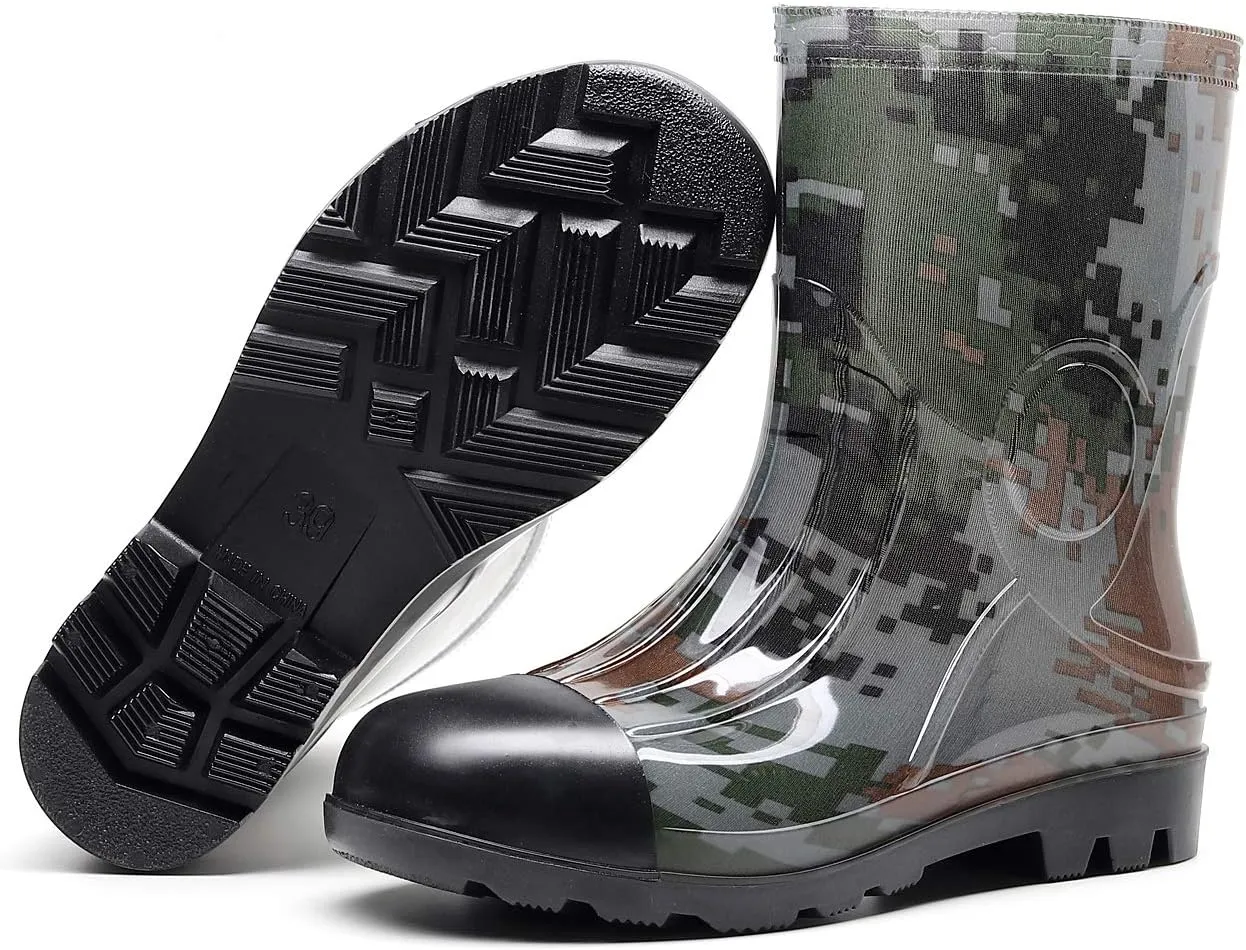 Man Knee High Rubber Rainboots Camo Waterproof Rubber Boots for Garden Man Rain Footwear Size